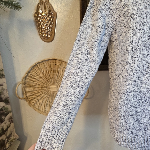 L.L. Bean Fisherman Core, Cottagecore, Cabincore Navy & White Turtleneck Sweater - Picture 3 of 9